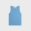 Camiseta sin mangas Triomphe de algodón acanalado y seda Camiseta sin mangas Triomphe de algodón acanalado y seda