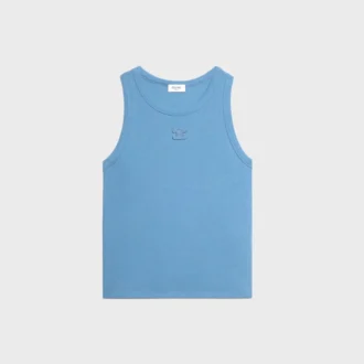 Camiseta sin mangas Triomphe de algodón acanalado y seda Camiseta sin mangas Triomphe de algodón acanalado y seda