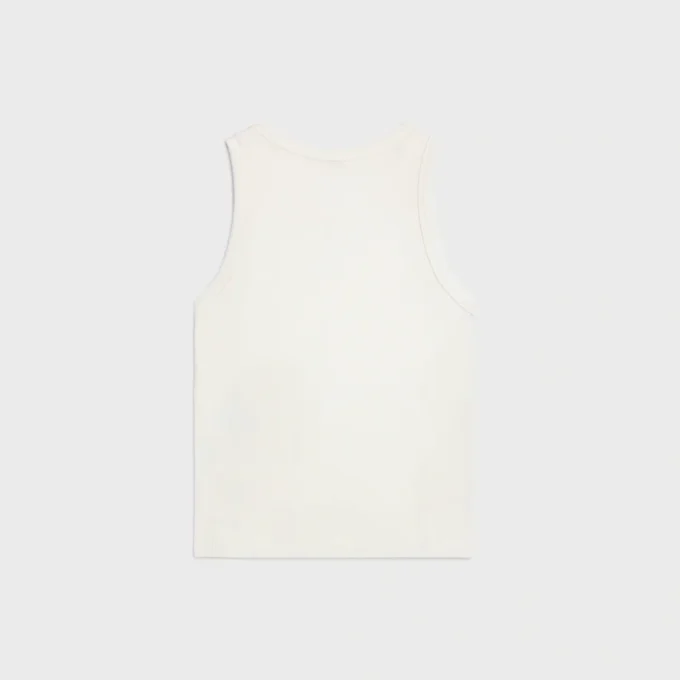 Camiseta sin mangas Triomphe de algodón acanalado y seda Camiseta sin mangas Triomphe de algodón acanalado y seda