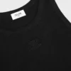 Camiseta sin mangas Triomphe de algodón acanalado y seda Camiseta sin mangas Triomphe de algodón acanalado y seda