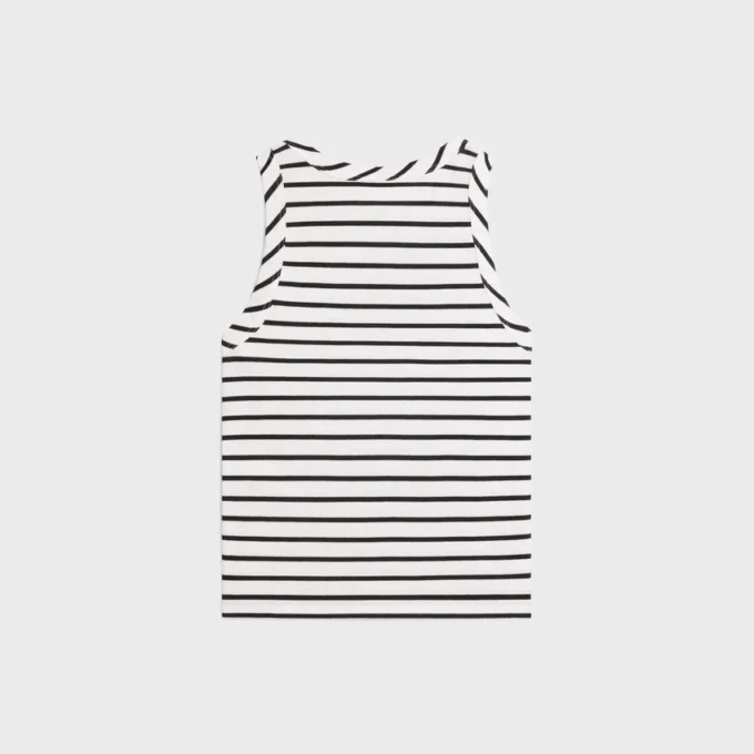 Camiseta sin mangas Triomphe en jersey de seda a rayas Camiseta sin mangas Triomphe en jersey de seda a rayas
