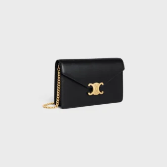 Cartera con cadena Margo en piel de becerro brillante