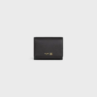 Cartera fina con estampado Triomphe en piel de becerro granulada y flexible