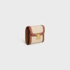 Cartera pequeña con solapa Triomphe en tejido y piel de becerro Cartera pequeña con solapa Triomphe en tejido y piel de becerro