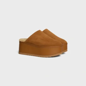 CELINE Dana – Mule con cuña de piel de becerro en gamuza