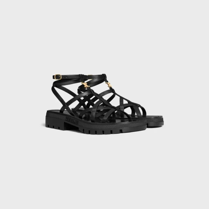 CELINE – Sandalias de tiras Clea Triomphe en piel de becerro – Curtido vegetal CELINE – Sandalias de tiras Clea Triomphe en piel de becerro – Curtido vegetal