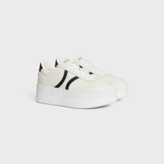 CELINE – Zapatillas Block con suela gruesa, detalle Triomphe en la parte trasera y suela de cuña en piel de becerro