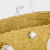 Cesta pequeña «Triomphe» con cuentas, de sisal y piel de becerro