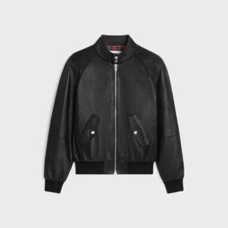 Chaqueta blusón con cremallera en piel de cordero suave