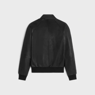Chaqueta blusón con cremallera en piel de cordero suave
