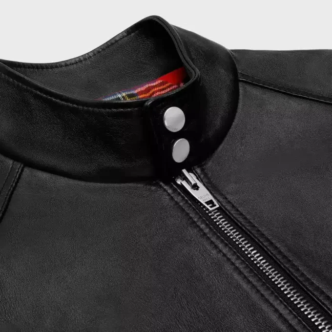 Chaqueta blusón con cremallera en piel de cordero suave Chaqueta blusón con cremallera en piel de cordero suave