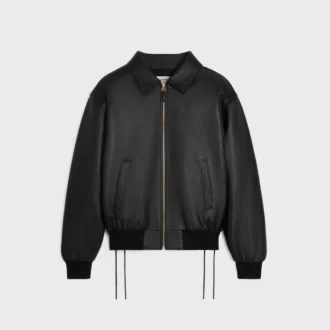 Chaqueta blusón estilo aviador en piel de cordero suave