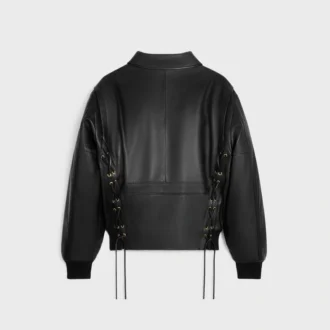 Chaqueta blusón estilo aviador en piel de cordero suave