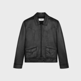 Chaqueta blusón holgada en piel de cordero suave