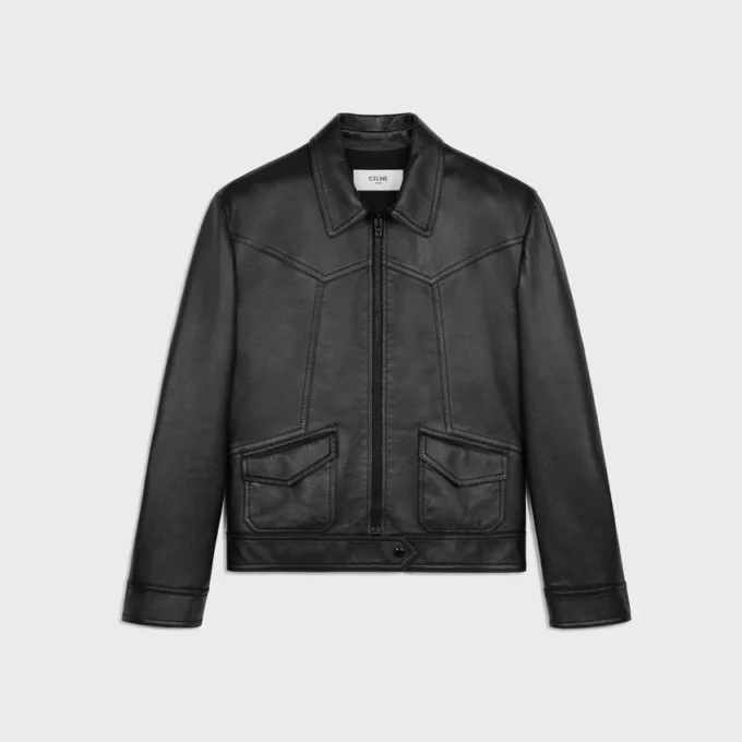 Chaqueta blusón holgada en piel de cordero suave Chaqueta blusón holgada en piel de cordero suave
