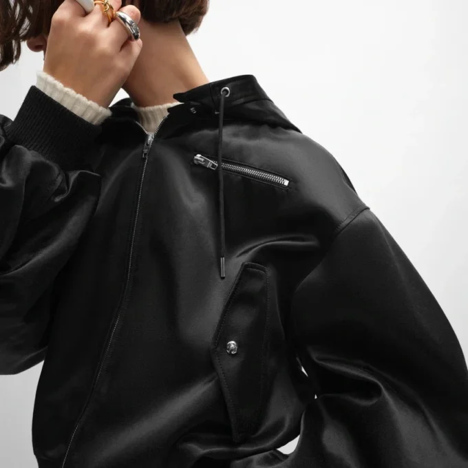 Chaqueta bomber de satén de algodón Chaqueta bomber de satén de algodón