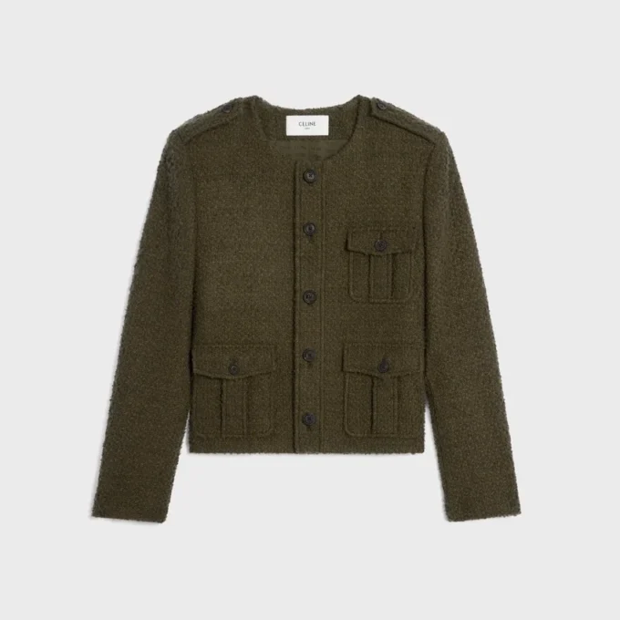 Chaqueta Chasseur en cachemira bouclé trenzada Chaqueta Chasseur en cachemira bouclé trenzada