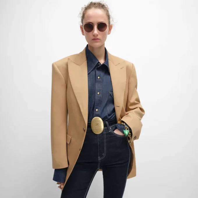 Chaqueta Colonne en lana diagonal