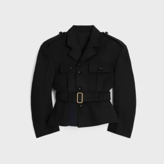 Chaqueta con peplum de gabardina de lana Chaqueta con peplum de gabardina de lana