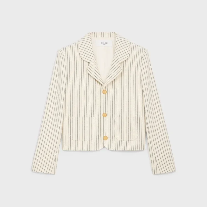 Chaqueta de gabardina de algodón a rayas