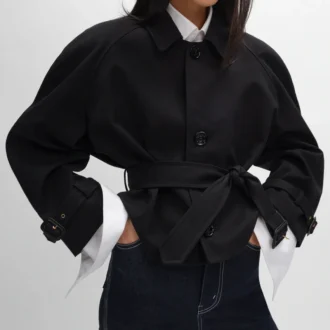 Chaqueta de gabardina de algodón y lana Chaqueta de gabardina de algodón y lana