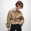 Chaqueta de gabardina de algodón y lana Chaqueta de gabardina de algodón y lana