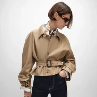 Chaqueta de gabardina de algodón y lana