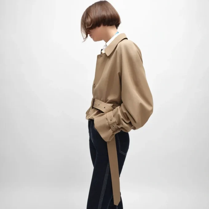 Chaqueta de gabardina de algodón y lana Chaqueta de gabardina de algodón y lana
