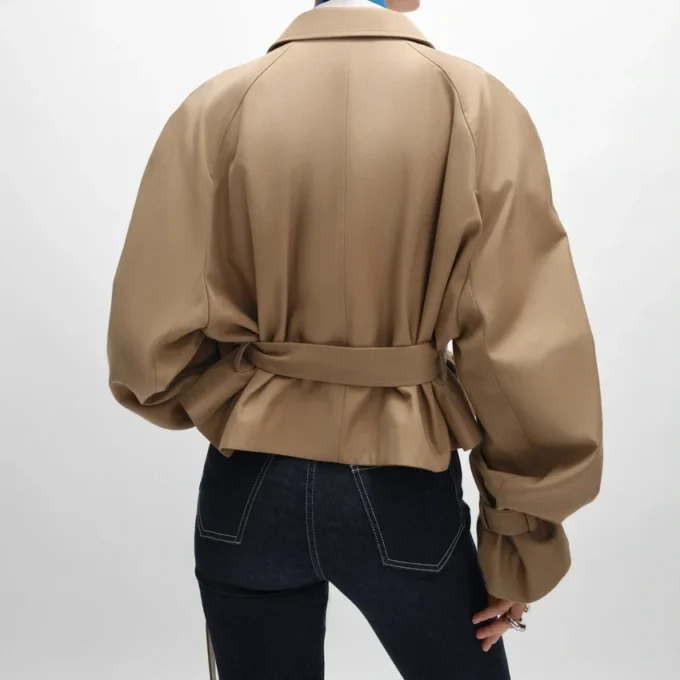 Chaqueta de gabardina de algodón y lana Chaqueta de gabardina de algodón y lana