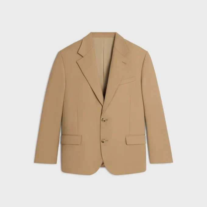 Chaqueta entallada de gabardina de lana elástica Chaqueta entallada de gabardina de lana elástica