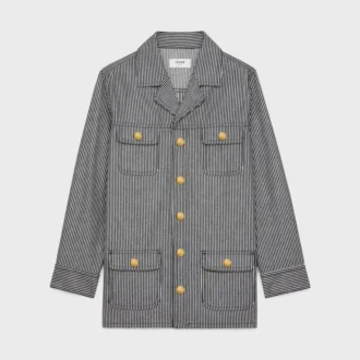 Chaqueta safari de algodón a rayas Hickory