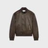 Chaqueta Teddy estilo aviador en piel de becerro granulada Chaqueta Teddy estilo aviador en piel de becerro granulada