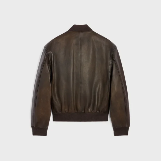 Chaqueta Teddy estilo aviador en piel de becerro granulada Chaqueta Teddy estilo aviador en piel de becerro granulada