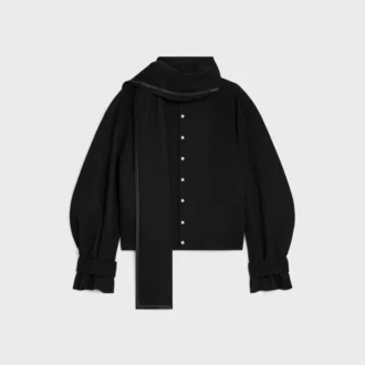 Chaqueta tipo bufanda de tela de lana
