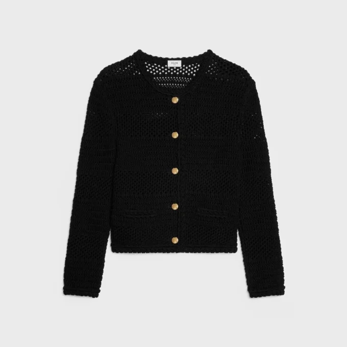 Chaqueta tipo cárdigan de croché de algodón Chaqueta tipo cárdigan de croché de algodón