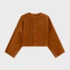 Chaqueta tipo cárdigan de gamuza