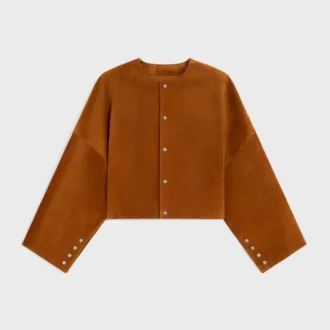 Chaqueta tipo cárdigan de gamuza