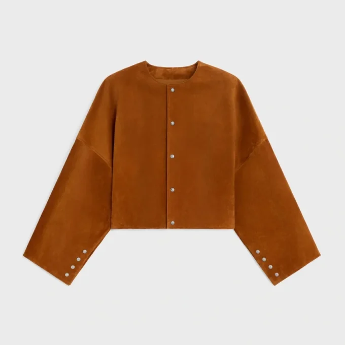 Chaqueta tipo cárdigan de gamuza