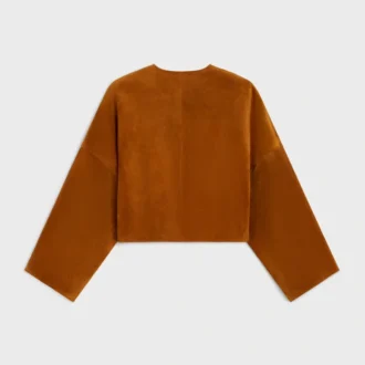 Chaqueta tipo cárdigan de gamuza