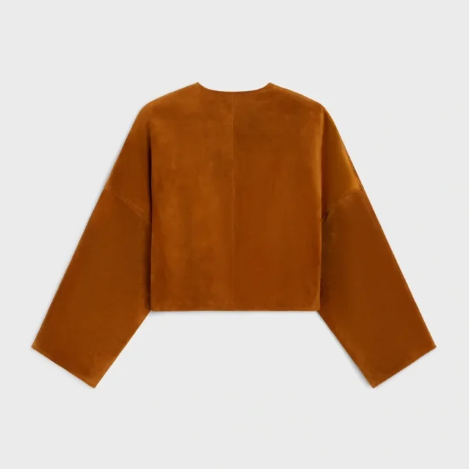 Chaqueta tipo cárdigan de gamuza