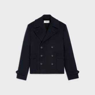 Chaqueta tipo peacoat en tejido de cachemira