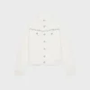 Chaqueta vaquera bordada en denim blanco lavado al natural