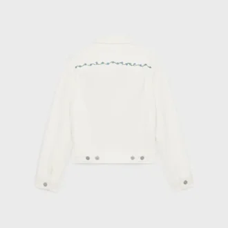 Chaqueta vaquera bordada en denim blanco lavado al natural