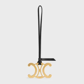 Charm Maxi Triomphe en metal y piel de cordero lisa