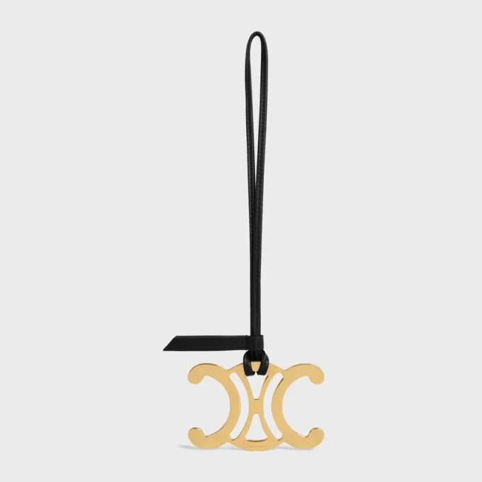 Charm Maxi Triomphe en metal y piel de cordero lisa