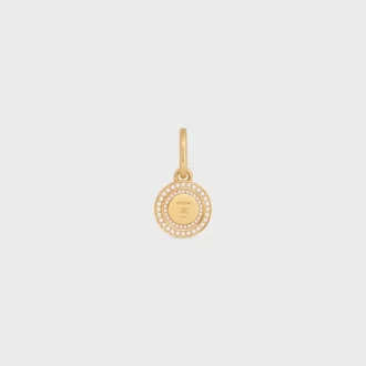 Charms Medalla de perlas en resina y latón con acabado dorado