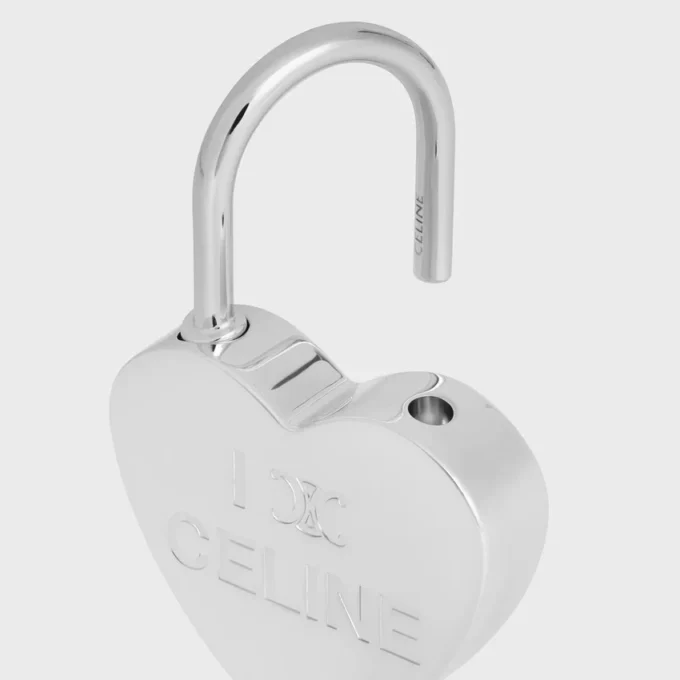 Colgante de corazón con candado en latón con acabado de rodio Colgante de corazón con candado en latón con acabado de rodio