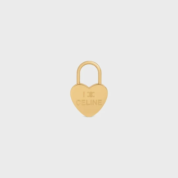 Colgante de corazón con candado en latón con acabado dorado Colgante de corazón con candado en latón con acabado dorado