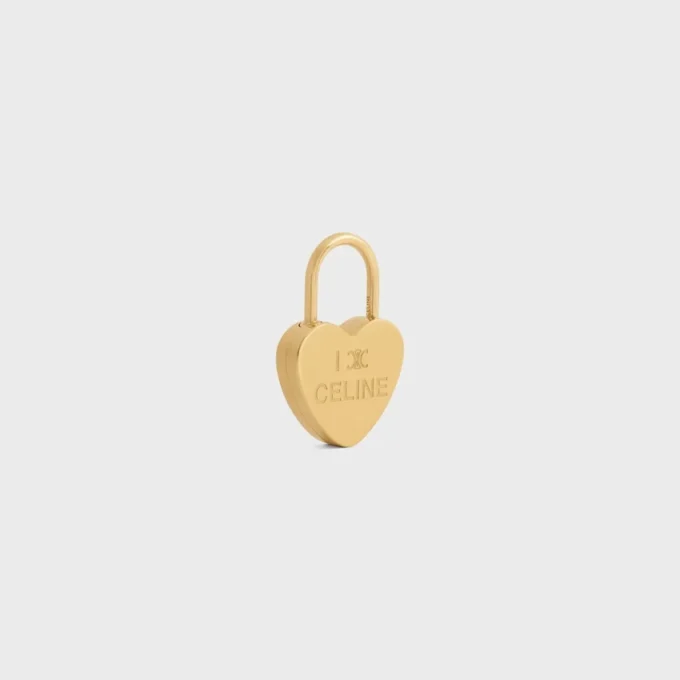 Colgante de corazón con candado en latón con acabado dorado Colgante de corazón con candado en latón con acabado dorado