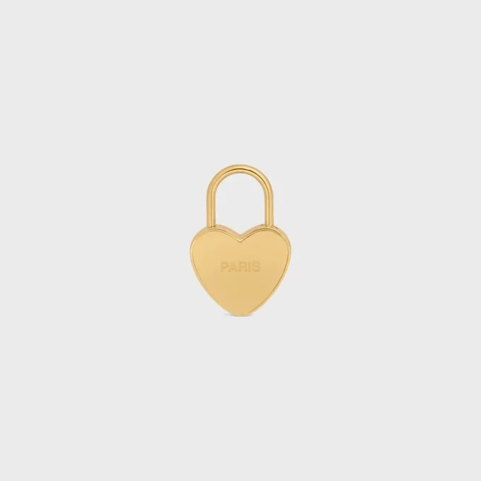 Colgante de corazón con candado en latón con acabado dorado Colgante de corazón con candado en latón con acabado dorado